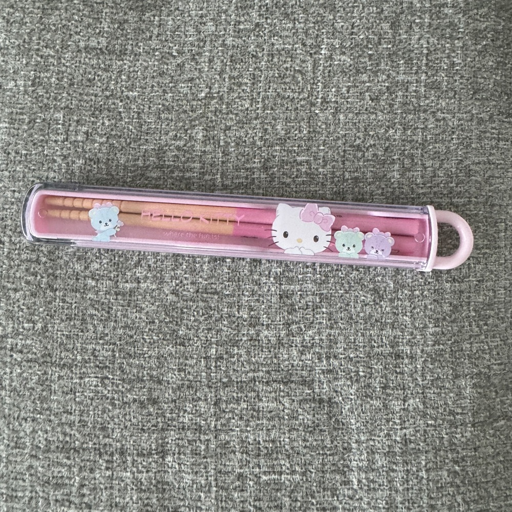 Hello Kitty Chopsticks Hashi Sanrio In Pink Case